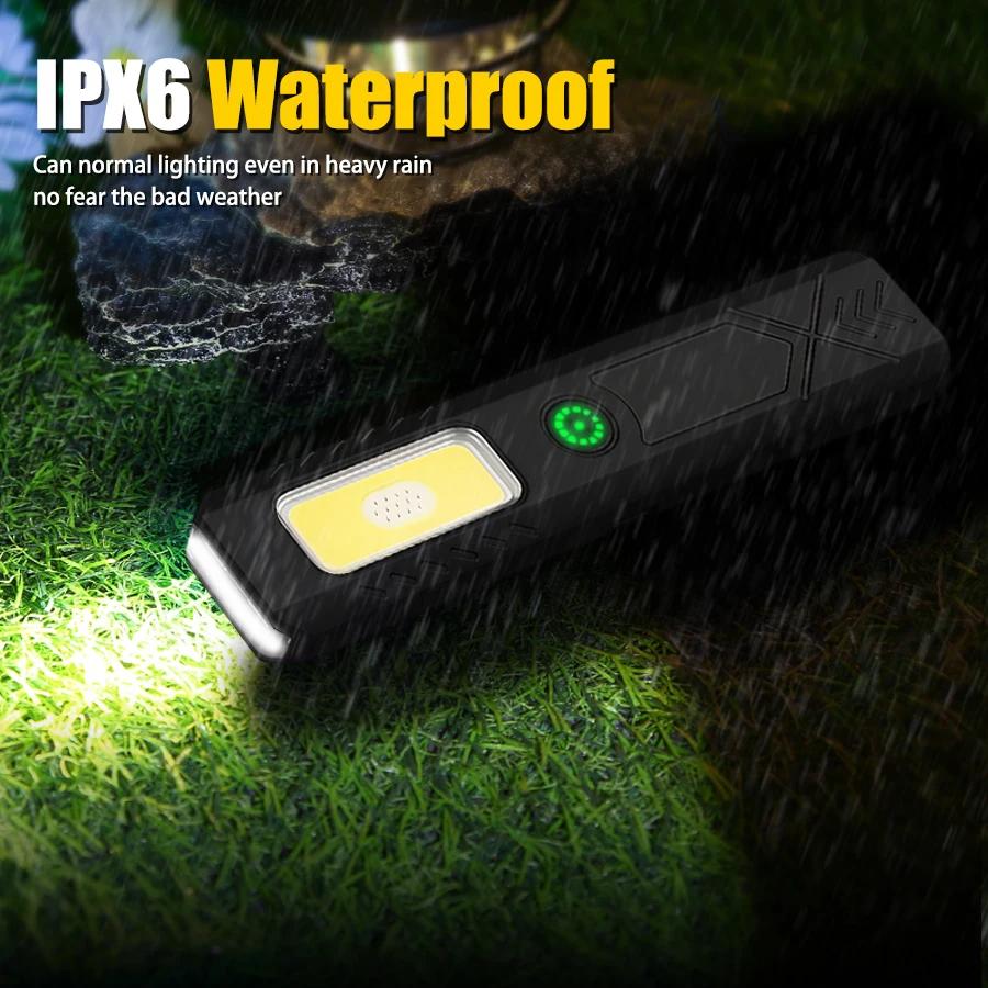 Mini Portable Rechargeable LED Torch Light, Waterproof Outdoor Work Pocket Flashlight with Magnetic Grip, Compact LED Flashlight