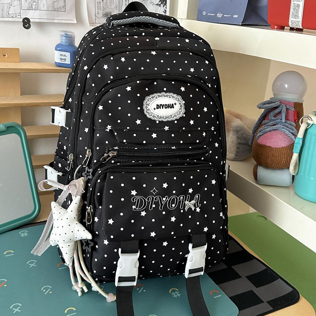 Schoolbag Japanese Casual Printed School Bag Female Junior High School Student Versatile Cute College Style Backpack Travel Lightweight Backpack