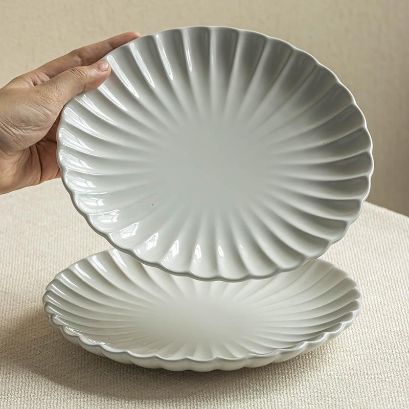 Simple Style Ceramic White Plate, Household Tableware Creative Dish Plate, High-End Western Dish Plate, Slight Flaws