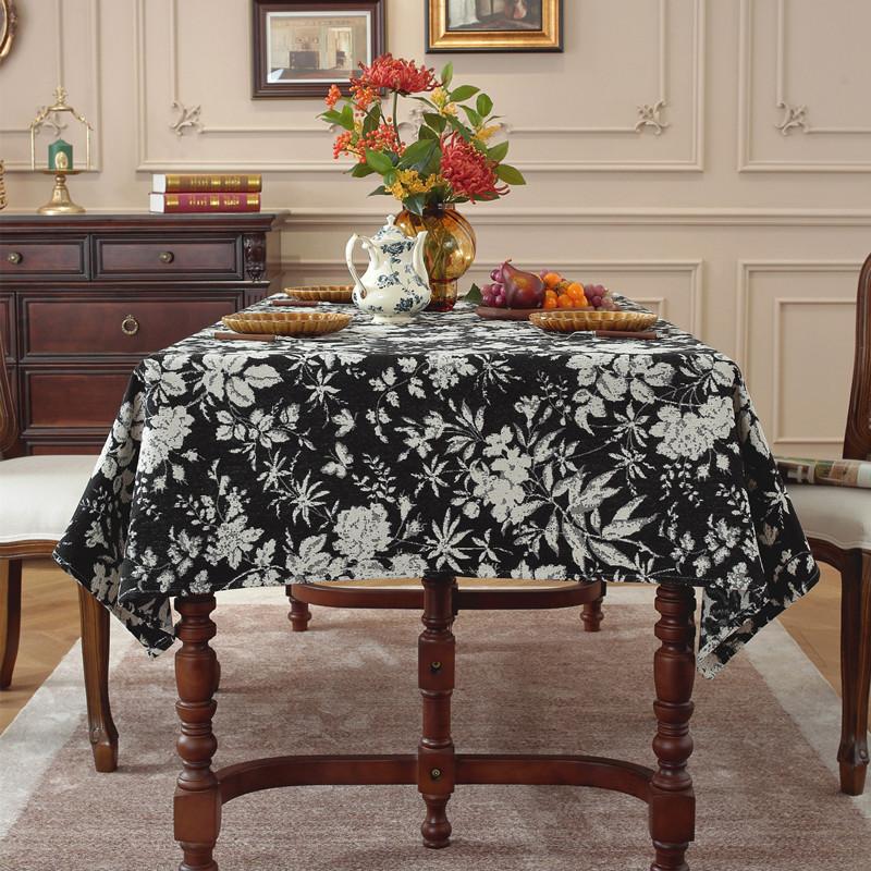 Polyester Cotton Color Woven Jacquard Bohemian Flower Geometric Tablecloth Rectangular Coffee Table Tablecloth Dining Table Cloth
