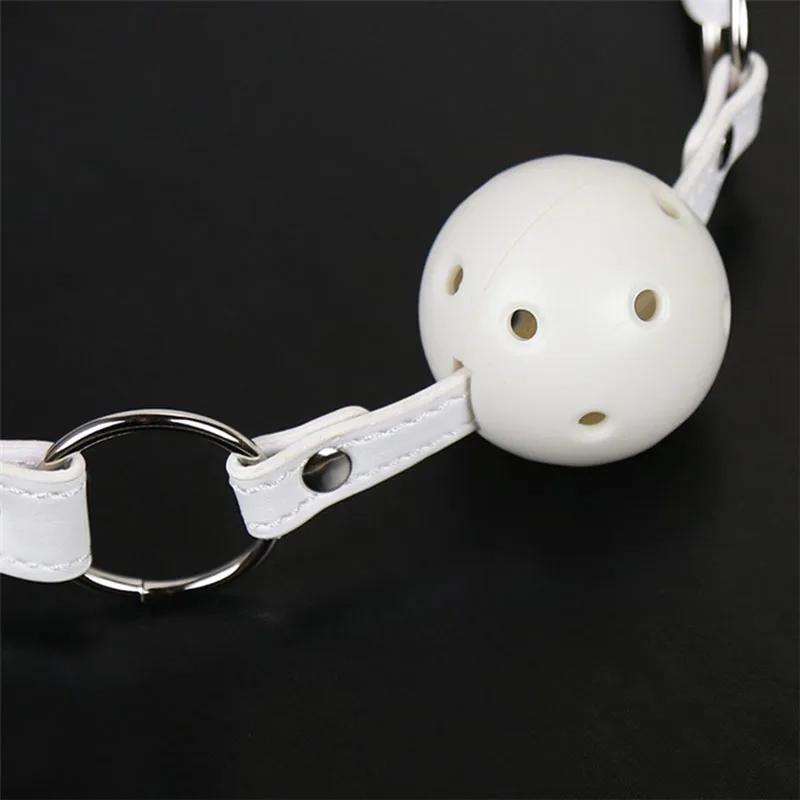45mm White PU Leather Breathable Ball Gag Mouth Restraint Erotic Sexy Cosplay Flirting Sex Toys For Couples Adult Games