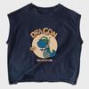 2024 Fashionable Dinosaur Cartoon Sleeveless Cotton T-Shirt for Boys & Girls - Summer Casual Top