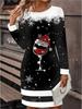 2025 Autumn and Winter New 3D Snowflake Print and Dyeing Women's Fashion Long-sleeved Round Neck Hip-wrapped Dress Valentine's Day Limited