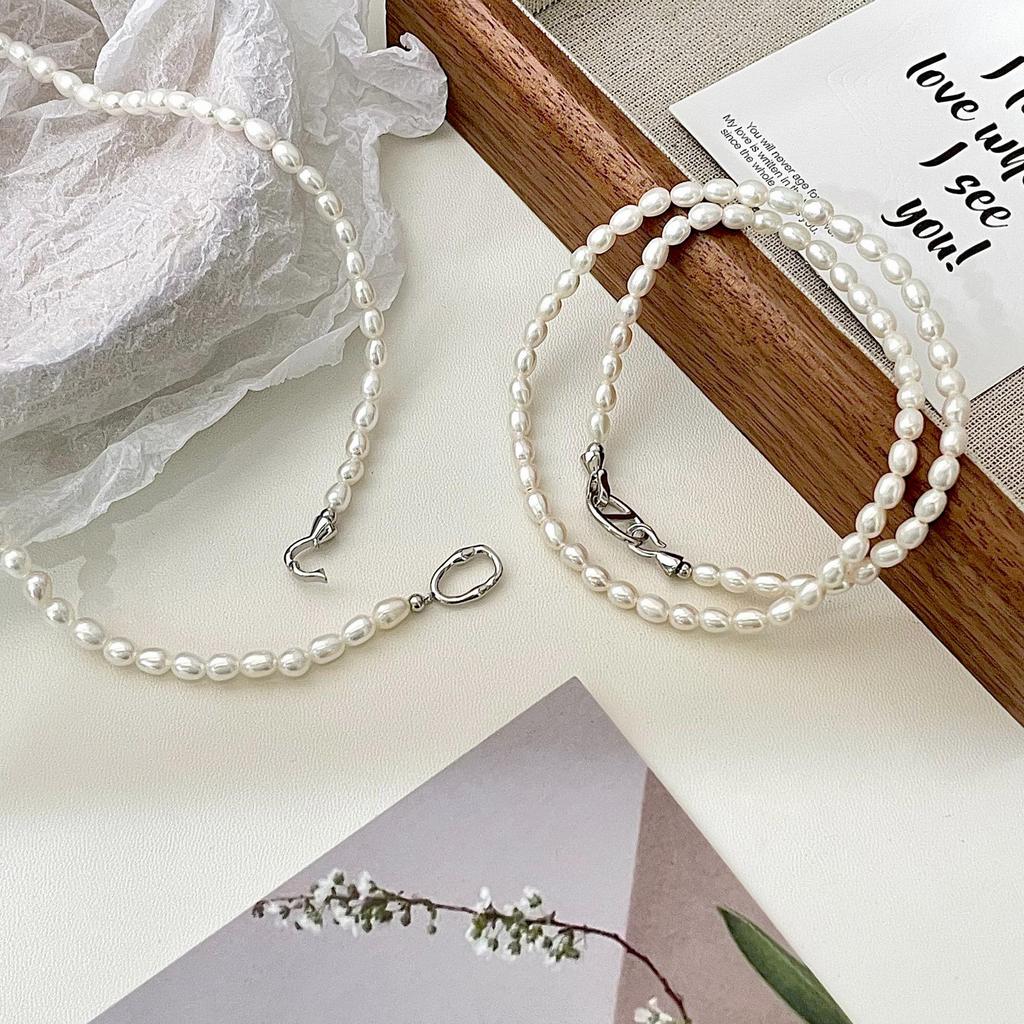 Kaiming S925 Sterling Silver Freshwater Pearl Necklace - French Light Luxury High-End Versatile Women's Choker