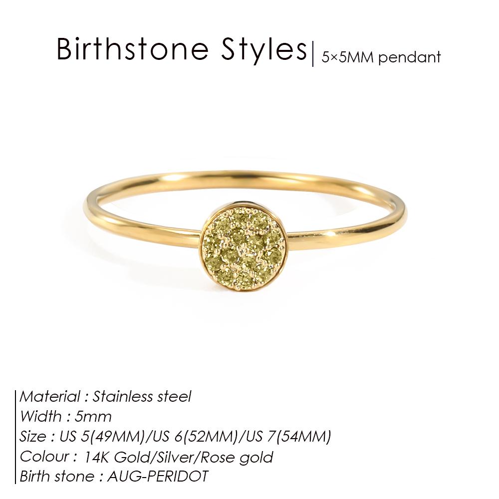 EMANCO New Zirconia Birthstone Ring 12 Color Stainless Steel Colorful Ring Anniversary Gift