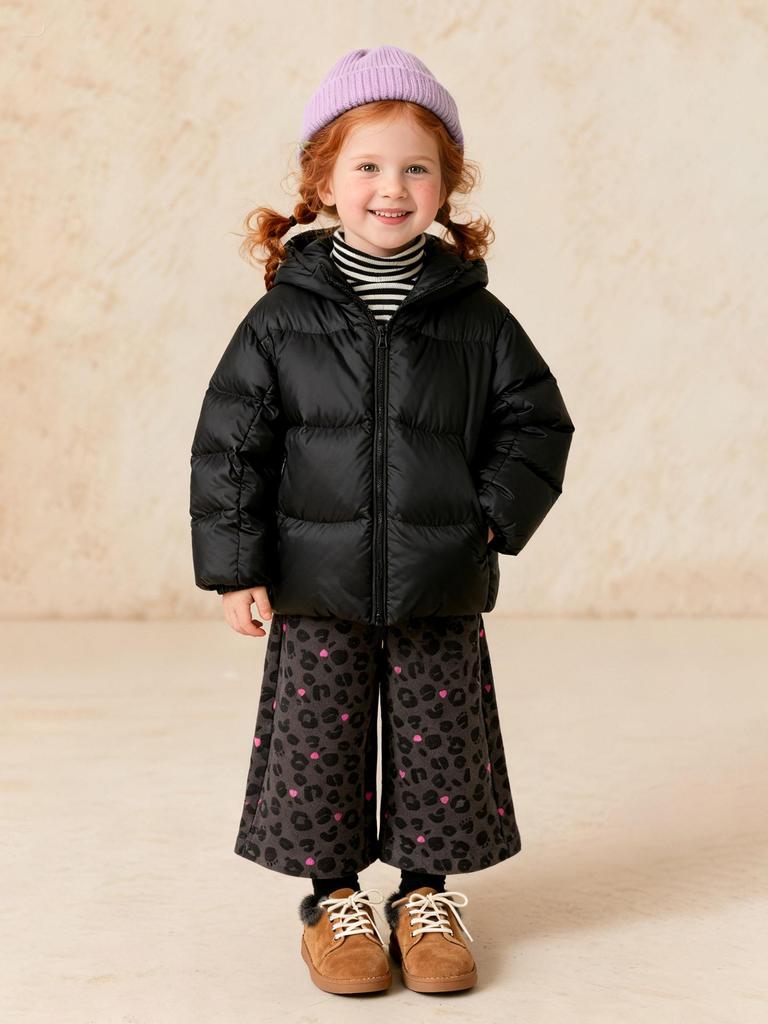 2025 Winter Kids' White Duck Down Hooded Jacket - Warm, Casual Outerwear for Boys and Girls