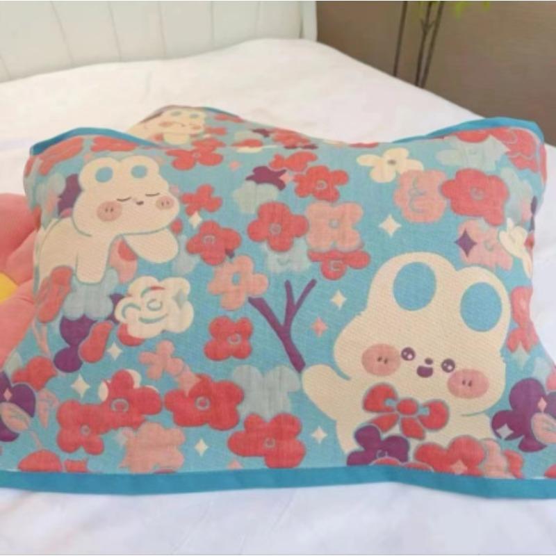 Gauze Multi-layer Pillow Towel Colored Woven Jacquard Cotton Student Children Couple Home Soft and Comfortable Large Pillow Towel