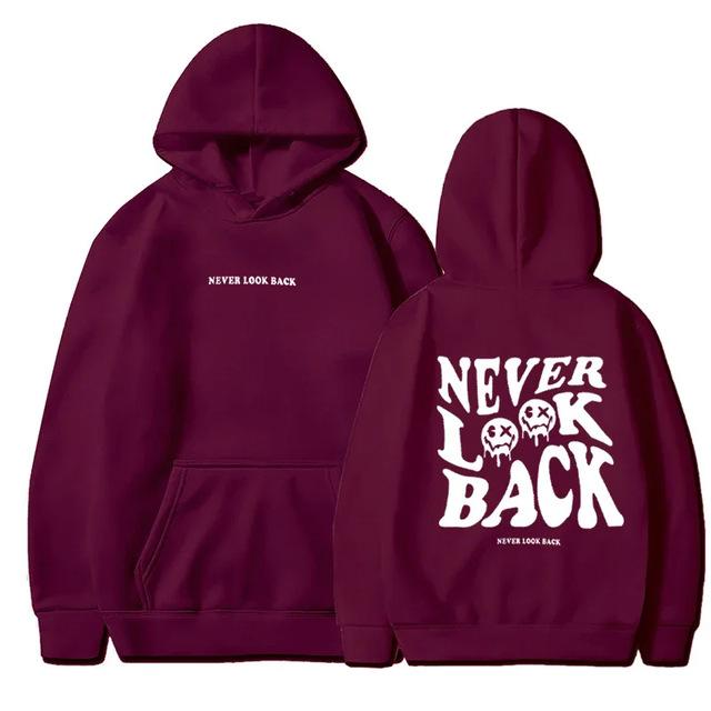 NEVER LOOK BACK Men and Women Fashionable Autumn Winter Fleece Streetwear Tops