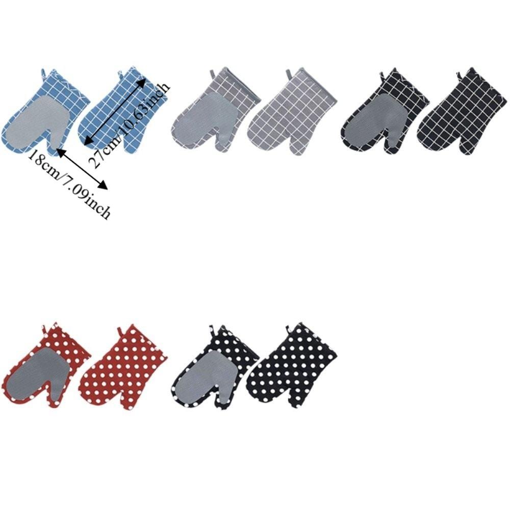 1 Pair Non-slip Kitchen Microwave Gloves Cotton Lining Heat Insulated Gloves Oven Gloves Pot Lid