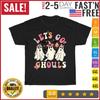 Retro Groovy Let's Go Ghouls Halloween Ghost Outfit Costumes T Shirt Mens Womens Tees Top Men Women