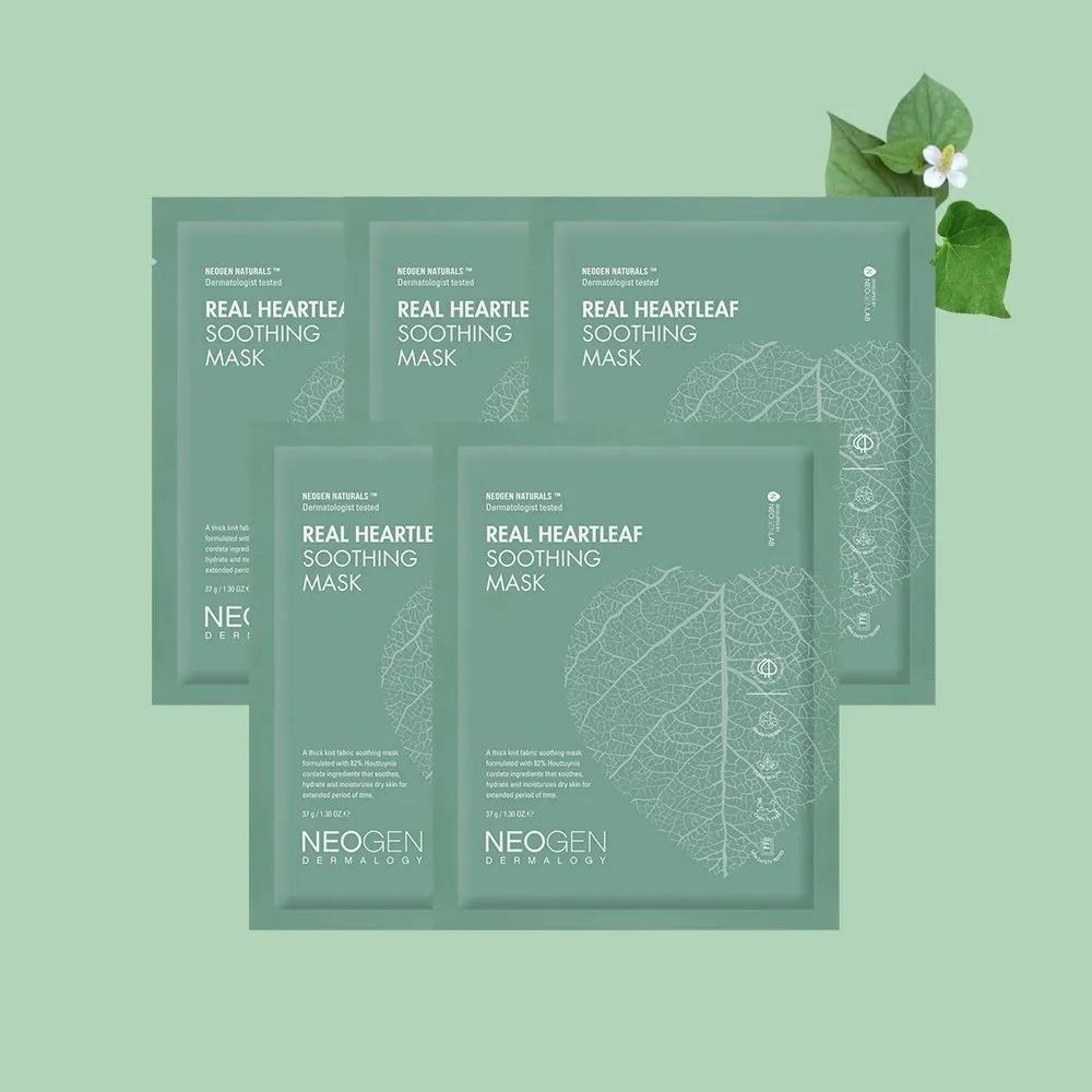 [Rapid Soothing/Houttuynia Cordata 82%] Real Heartleaf Soothing Knit Mask Pack (5 Sheets) 1. Real Heartleaf Soothing Mask Pack (5 sheets)
