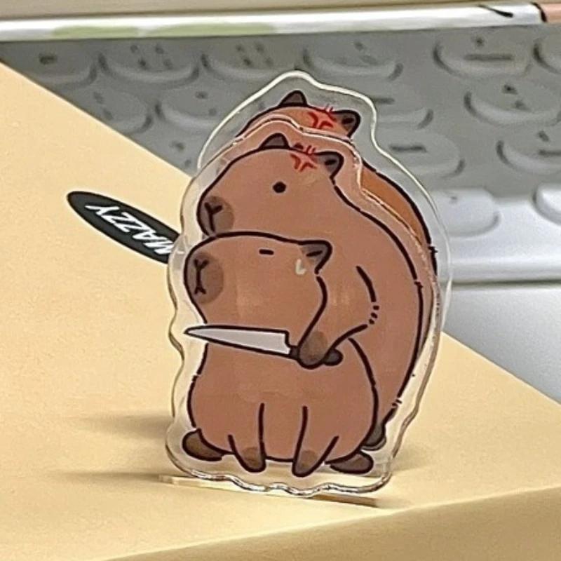 1PC New Trend Cute Cartoon Capybara Acrylic Clip Creative Student Test Paper Clip Snack Sealing Clip Office Document Pill Binder