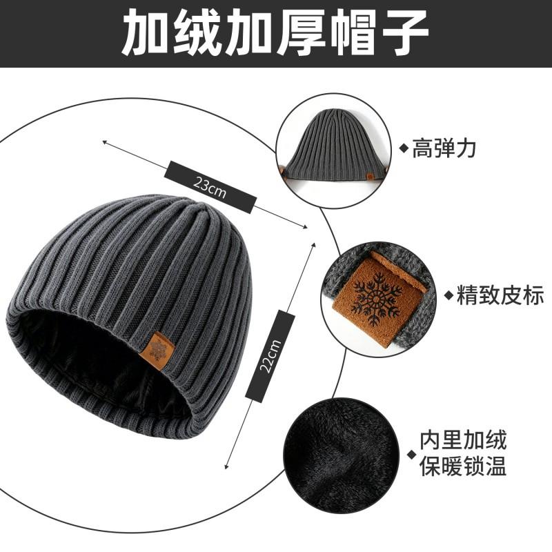 Mens Winter Knit Hat Scarf Gloves Set Double-Layer Fleece Lined Alpaca Blend Warm Outdoor Cycling Accessory