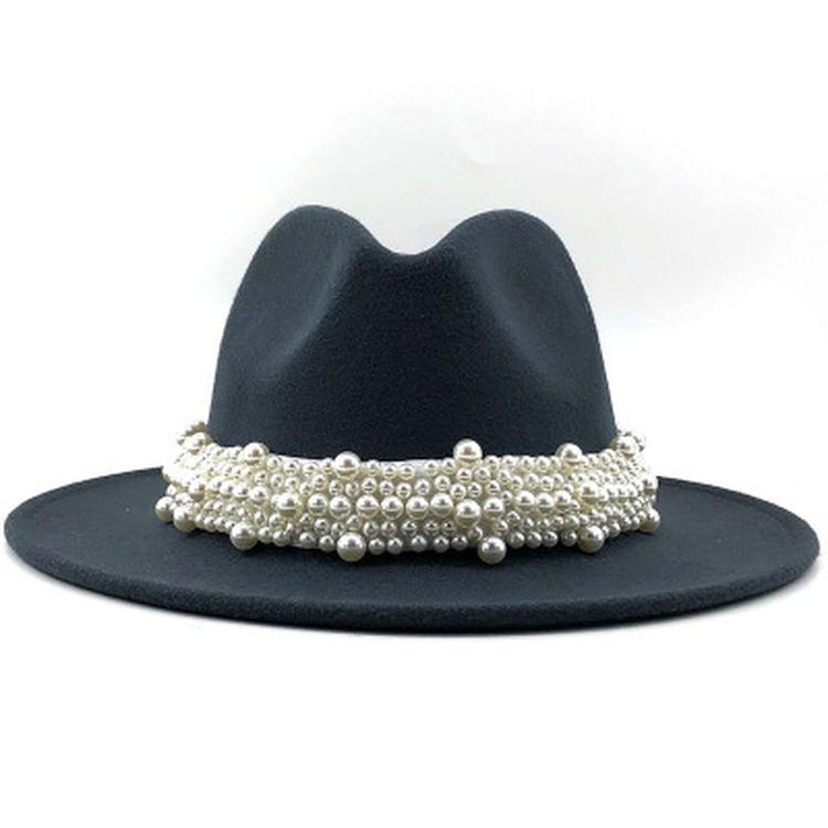 Modern Design Wool Felt Wide Brim Flat Top Hat Formal Fashion Women Fedora Hat