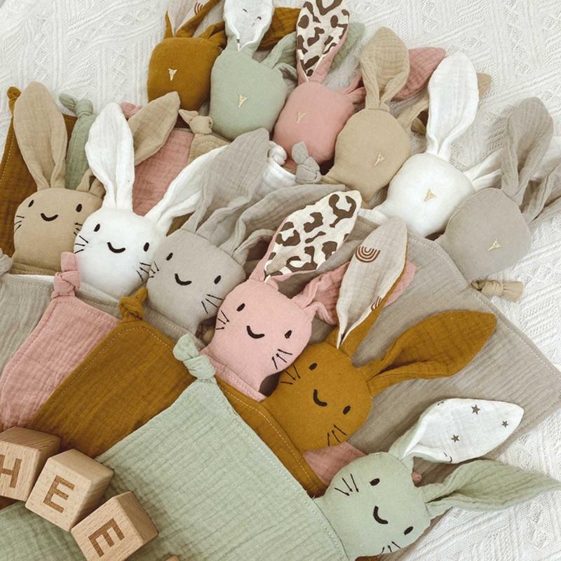 Baby Soothe Blanket Soft Gauze Bibs Teether Burp Cloth Gift Cute Rabbit for Doll Appease Towel Comfort Sleeping Cuddling