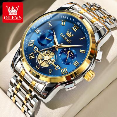 Herrenuhr Top Luxus Edelstahl Multifunktions Kalenderanzeige Wasserdicht Business Herrenuhr
