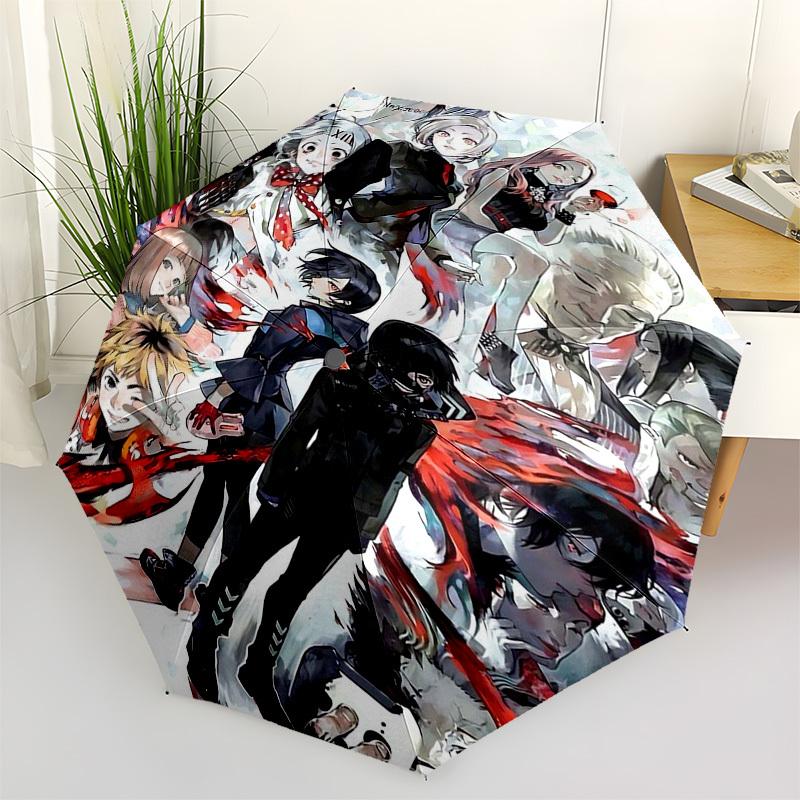 

1pc Persona 5 Joker & Protagonist Outdoor Umbrella - Automatic Opening/Closing, Portable Tri-Fold Design with 8-Rib Iron Frame - Perfect Gift for Fans