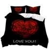 Rose Duvet Cover Red Rose Floral Wedding Twin Bedding Set Valentine's Day Gift For Lover Double Queen King Polyester Qulit Cover