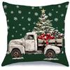 Home Decor Merry Christmas Tree & Truck Throw Pillows Pattern Cushion Cover Suitable For Sofa Bedroom Car Pillow Cover