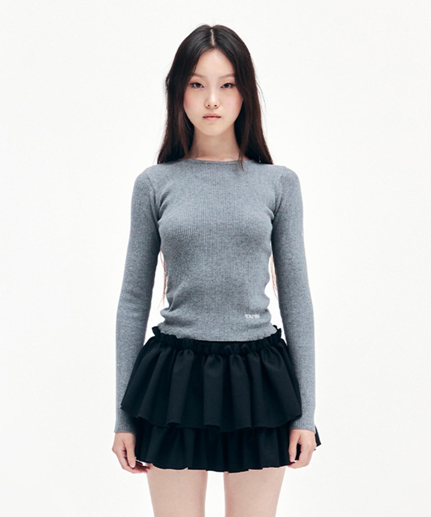 Yuhee Basic Logo Knit Melange Gray Free/Free