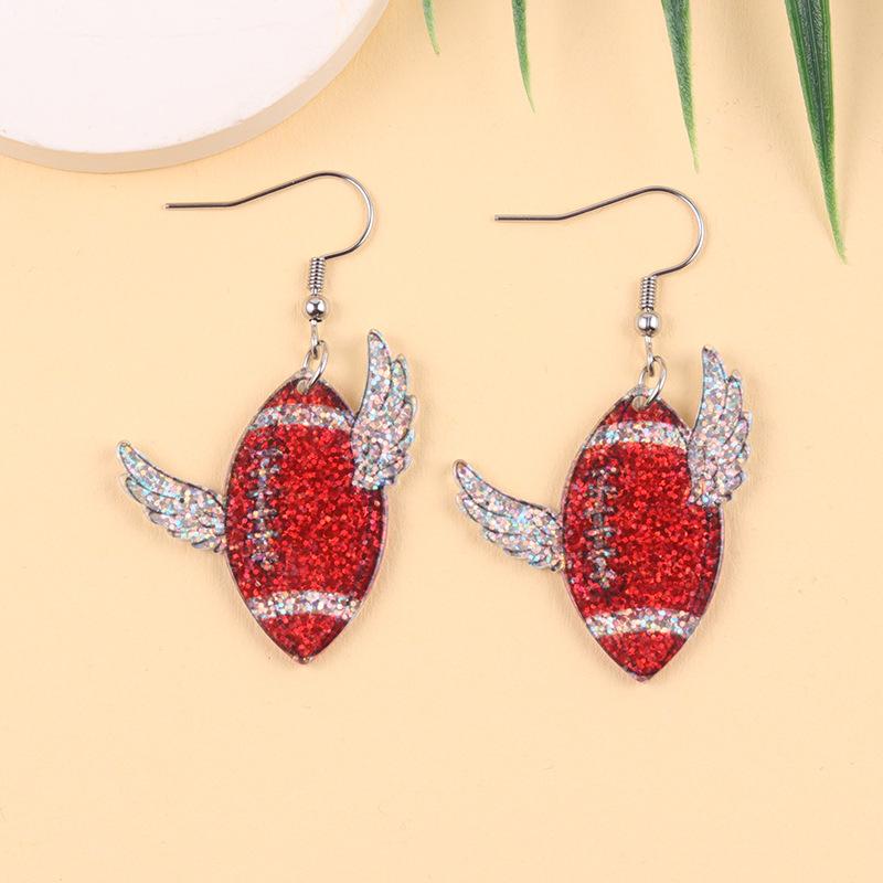 Mega World Cup Element Earrings Color-Block Rugby Helmet Acrylic Creative Earrings for Women