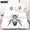 3D-Bienen-Aufdruck Bettwäsche-Set Für Jungen Teenager Polyester Bettwäsche-Set King Queen Größe Gelb Weiß Schwarz Bettbezug Bett