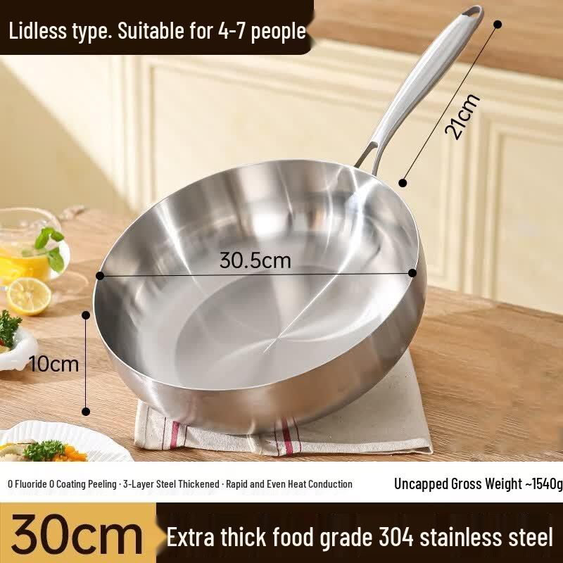 30cm 3-Layer Stainless Steel Wok