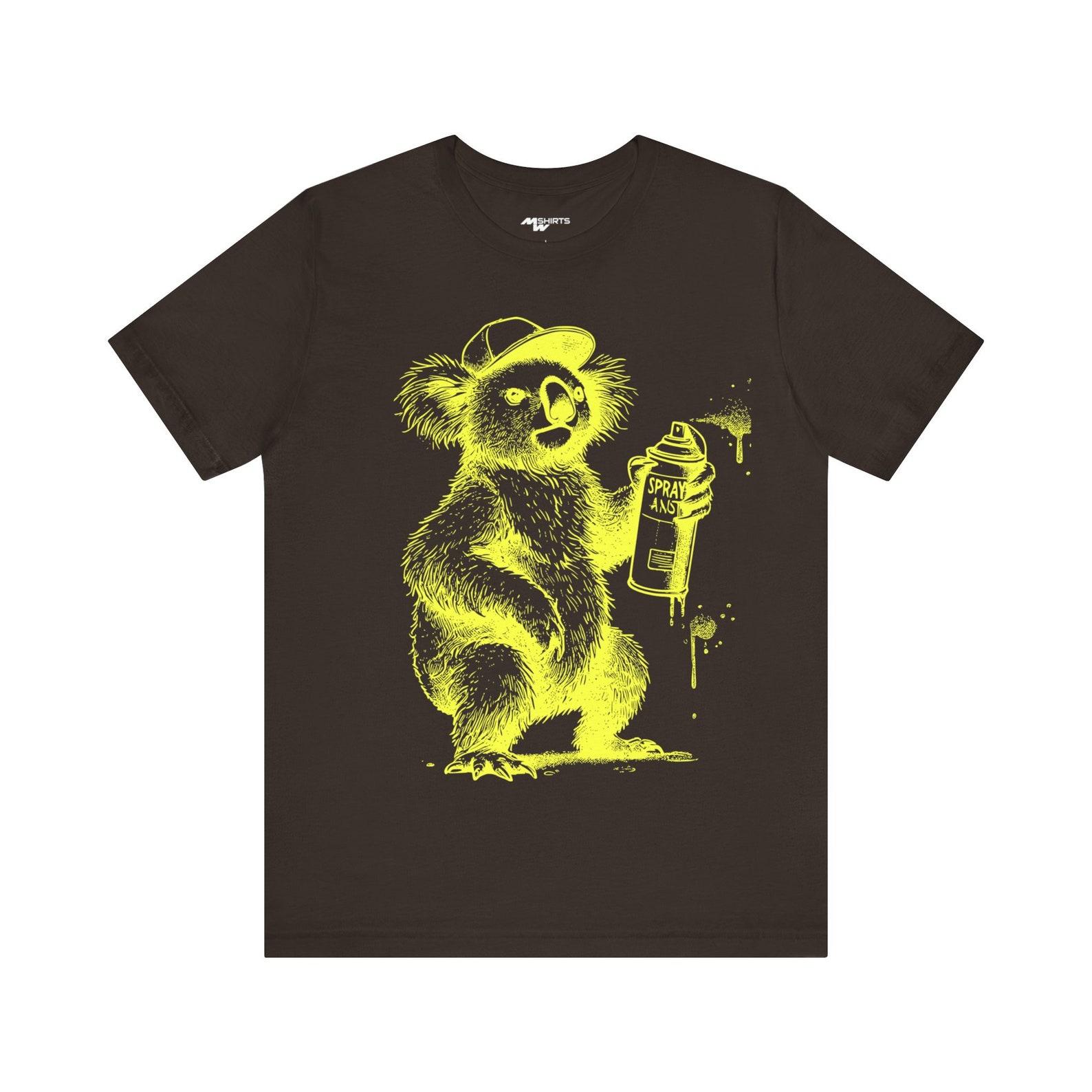 Graffiti Koala T-Shirt - Copper Engraving Vintage Style/ Unisex Jersey Short Sleeve Tee 4XL