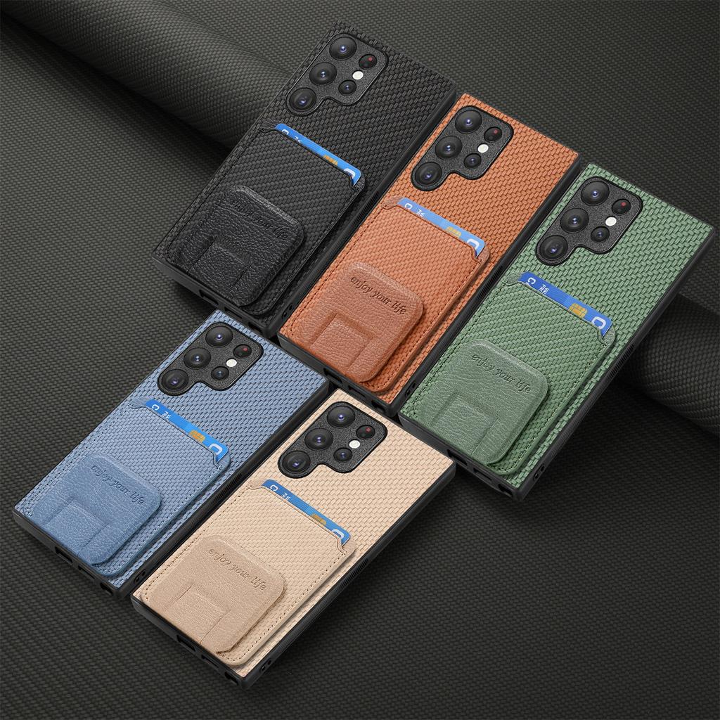 Simple bracket Suitable for Samsung S25Ultra card bag, mobile phone case, card insert, multi-angle bracket A36A55 protective case
