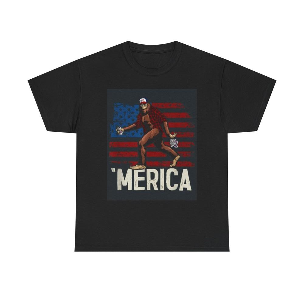Bigfoot 'Merica USA Flag Graphic T-shirt