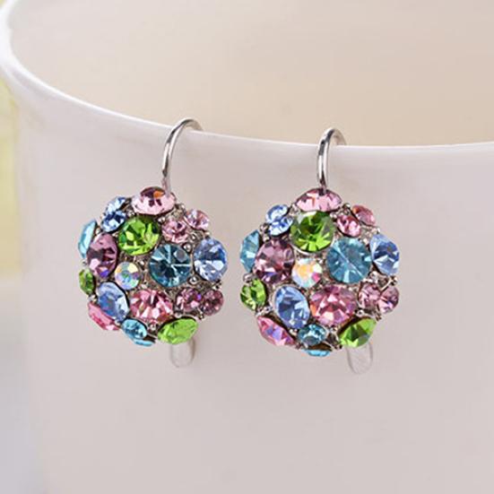 Women's Colorful Cubic Zirconia Ball Eardrop Leverback Earrings Party Jewelry