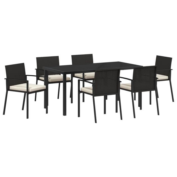 VidaXL Ensemble de salle à manger de jardin 7 pièces en rotin noir 3379237