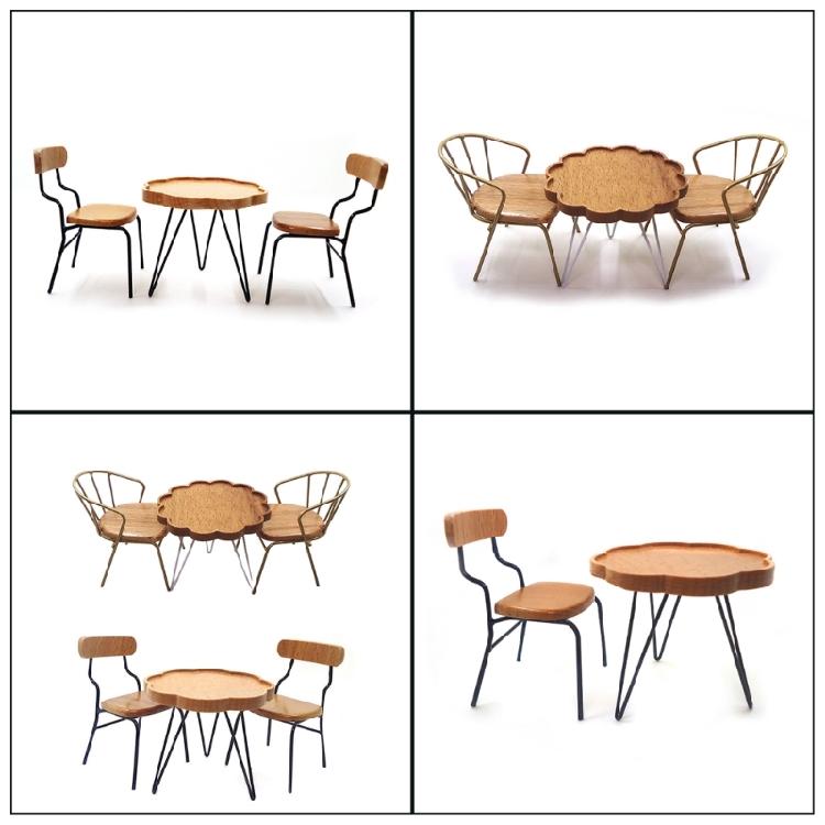 Simulation Leisure Table Chair Set Kids Pretend Play Accessories Furniture For 1/12 Doll House Scene Setting Decoration