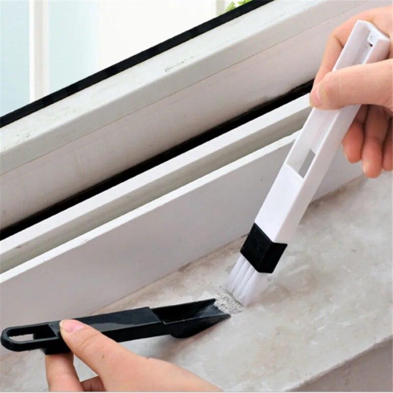 1pc Multi-purpose Door Window Groove Cleaning Brush With Dustpan For Kitchen And Bathroom, Gap Brush, Desktop Cleaning Sweep Cor