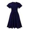 Women's Summer Fashion Temperament Solid Color Strap Short Sleeve Large Size Dress