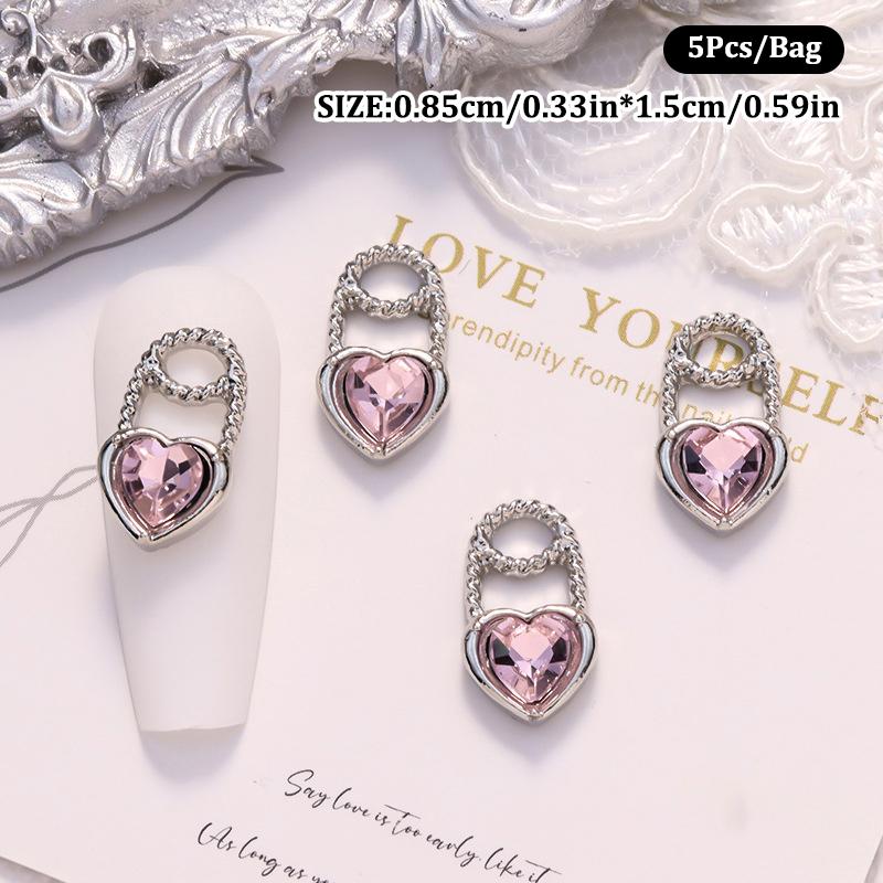 

5Pcs/Pack Nail Diamond Flash Butterfly Nail Art Decor Love Heart Lock Diamond Nail Drills Nail Patche Nail Decor Manicure Design