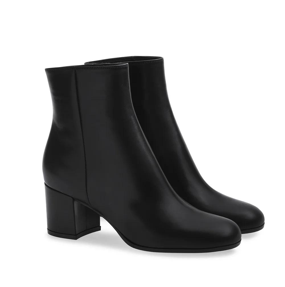 2025 Winter Casual Simple Women Boots Round Toe Chunky Heel Slip On Solid Ankle Boots Mid Heel Leather/suede Large Size Boots