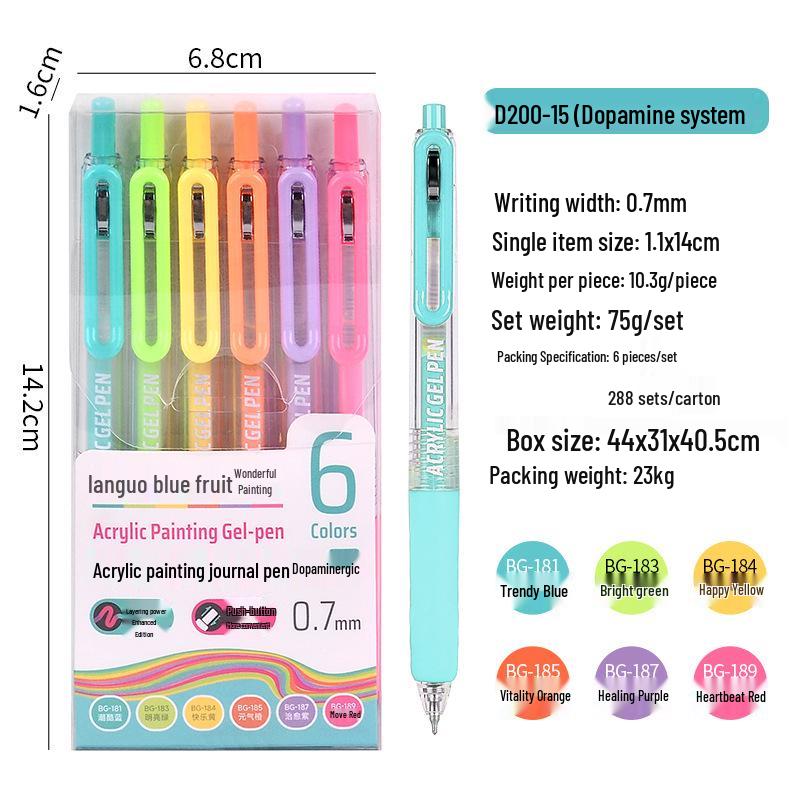 90-Color Blue Fruit Acrylic Paint Pen, 0.7mm Large Capacity Hand-Press Student Journal Marker