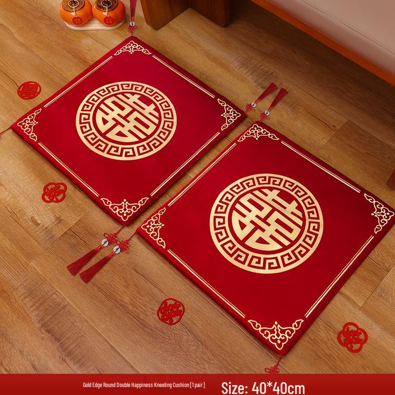 Красная пара свадебных подушек Двойное счастье - Подушка для дивана в брачной спальне и подушка для коленей 1400₽