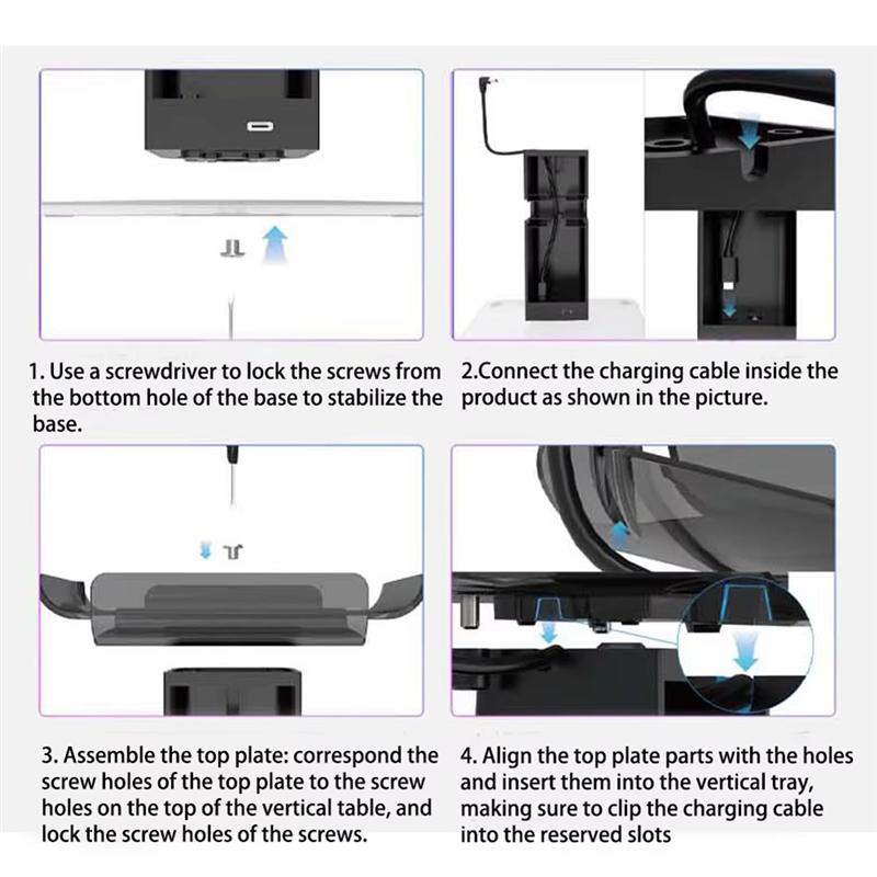 Charging Dock Accessories for Meta Quest 3S/Quest 3 RGB Lights Vertical Charging Display Stand for Oculus Quest 2