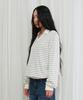 AMES-WORLDWIDE V Neck Collar Stripe Sweatshirt Ivory