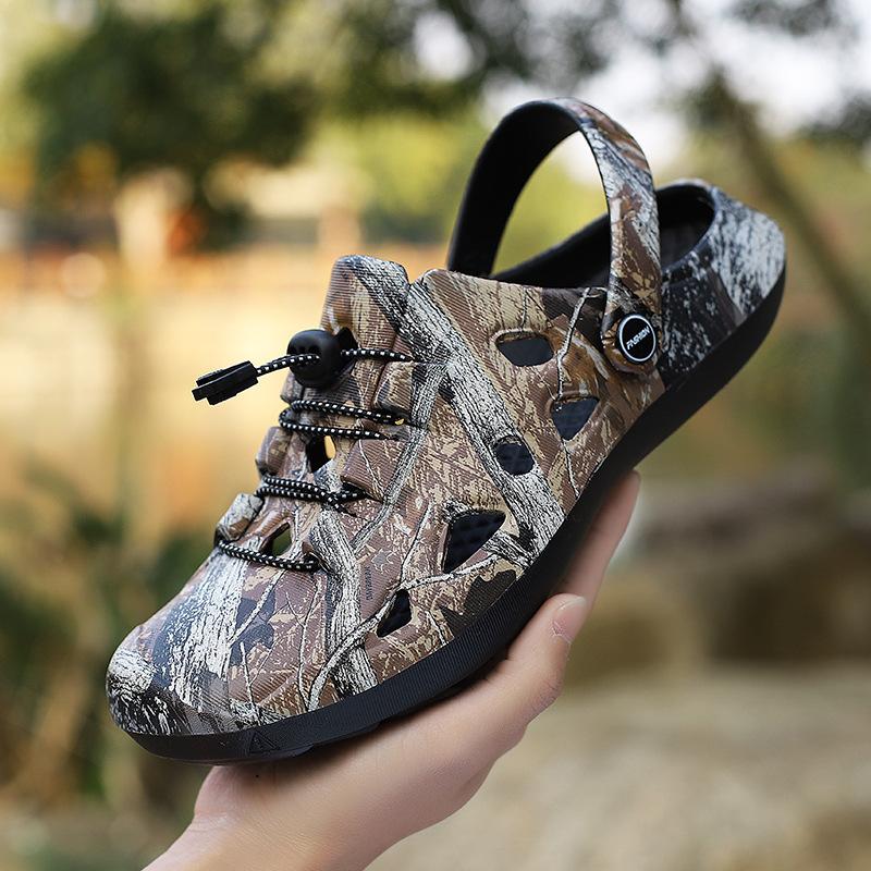 Men's Pattern Breathable Sandals Adjustable Lace Up Anti Slip Casual Outdoor Shoes