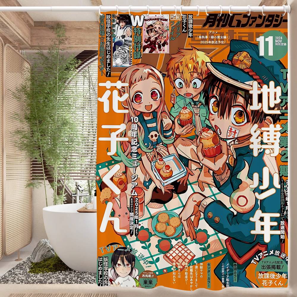 Anime Toilet B-Bound H-Hanako Kun Shower Curtain - Water-Repellent And Leak-Resistant, Mold And Mildew Resistant For