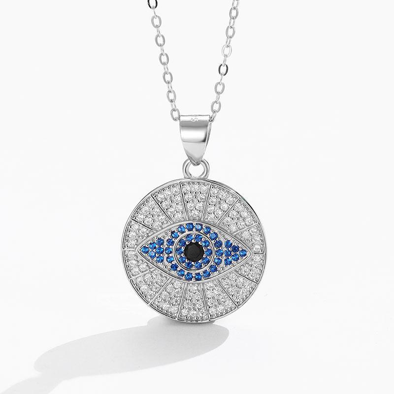 925 Sterling Silver Fine Pendant Necklace Eye Gemstone Trendy Zircon Encrusted for Anniversary Fashion Jewelry Making Women's