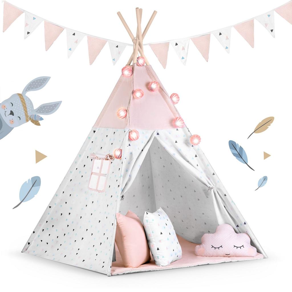 Tenda Teepee Nukido per Bambini con Ghirlanda e Luci - Rosa