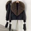 Natural removable real fox fur collar women's autumn and winter new white duck down jacket loose thickened warm jacket