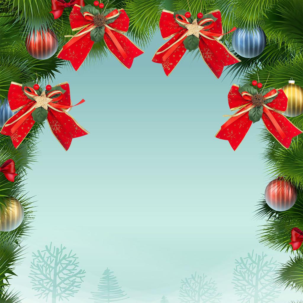 Xmas Bow with DIY Fruit Accessories Fade Resistance Compact Xmas Decorative Bow for Holiday Decor