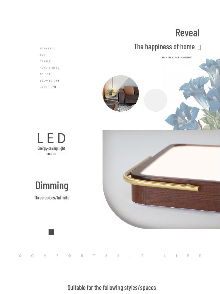 Modern Walnut Wood & Copper Ceiling Lamp: Stylish Chinese Design for Living Room, Bedroom, or Dining Room