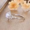 Palladium White K Round White Aobao Flower Leaf Edge Ring