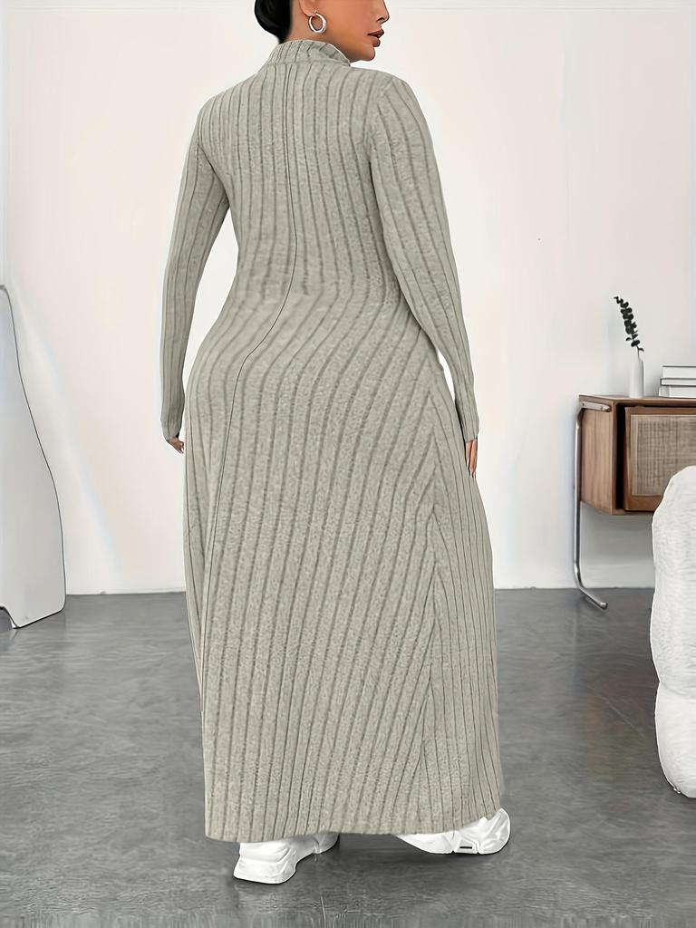 Plus Size High Neck Dress - Autumn/Winter European & American Style for Women